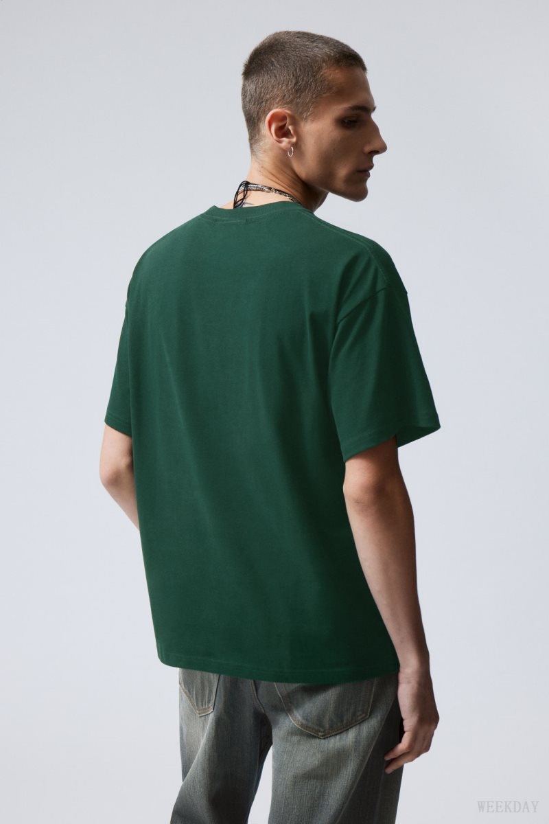 Weekday Great Boxy Heavyweight T-Shirt Dark Green | LORE0438