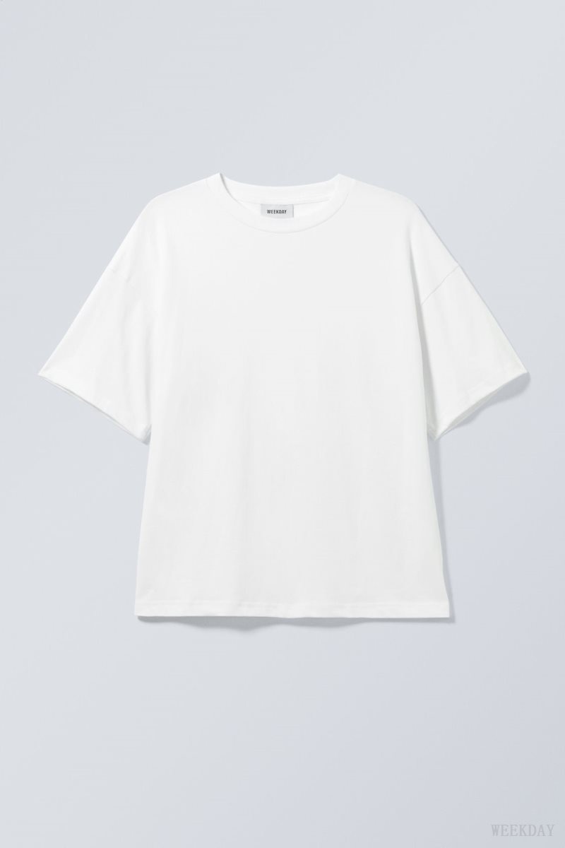 Weekday Great Boxy Heavyweight T-Shirt White | FRFC9234