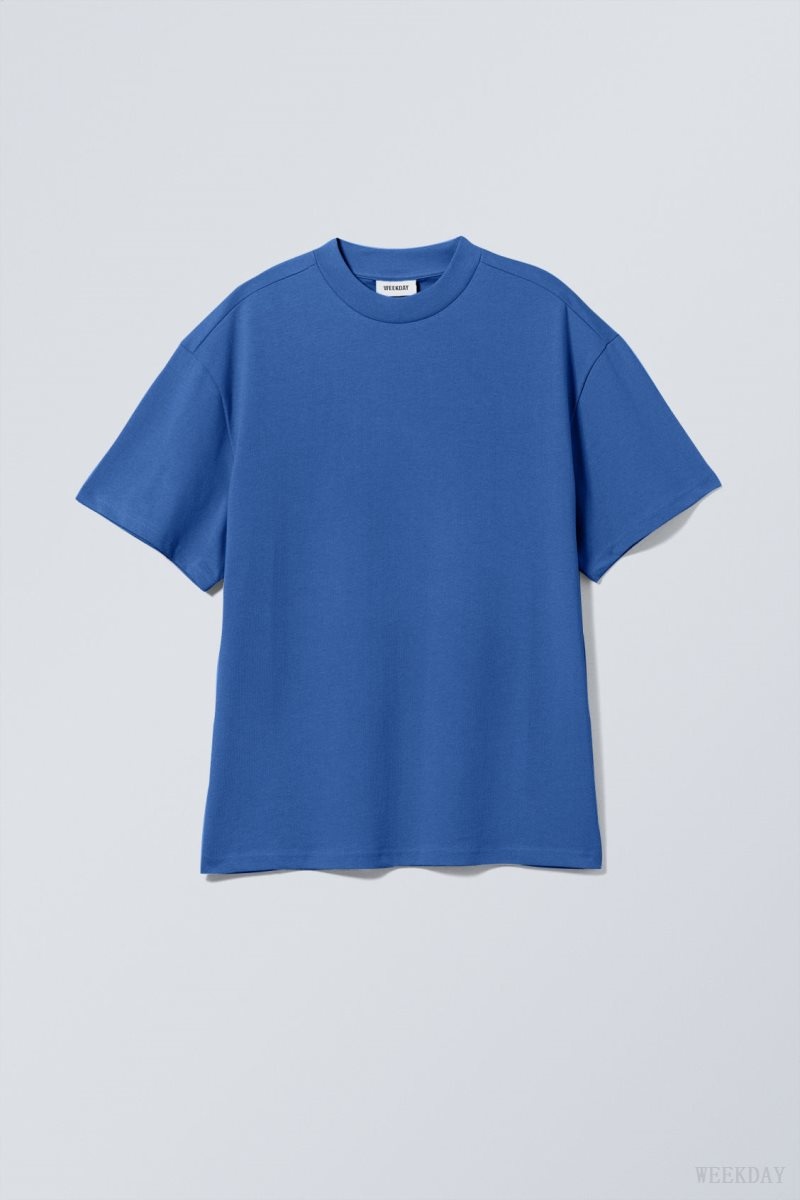 Weekday Great Heavyweight T-shirt Dark Blue | HBPA8111