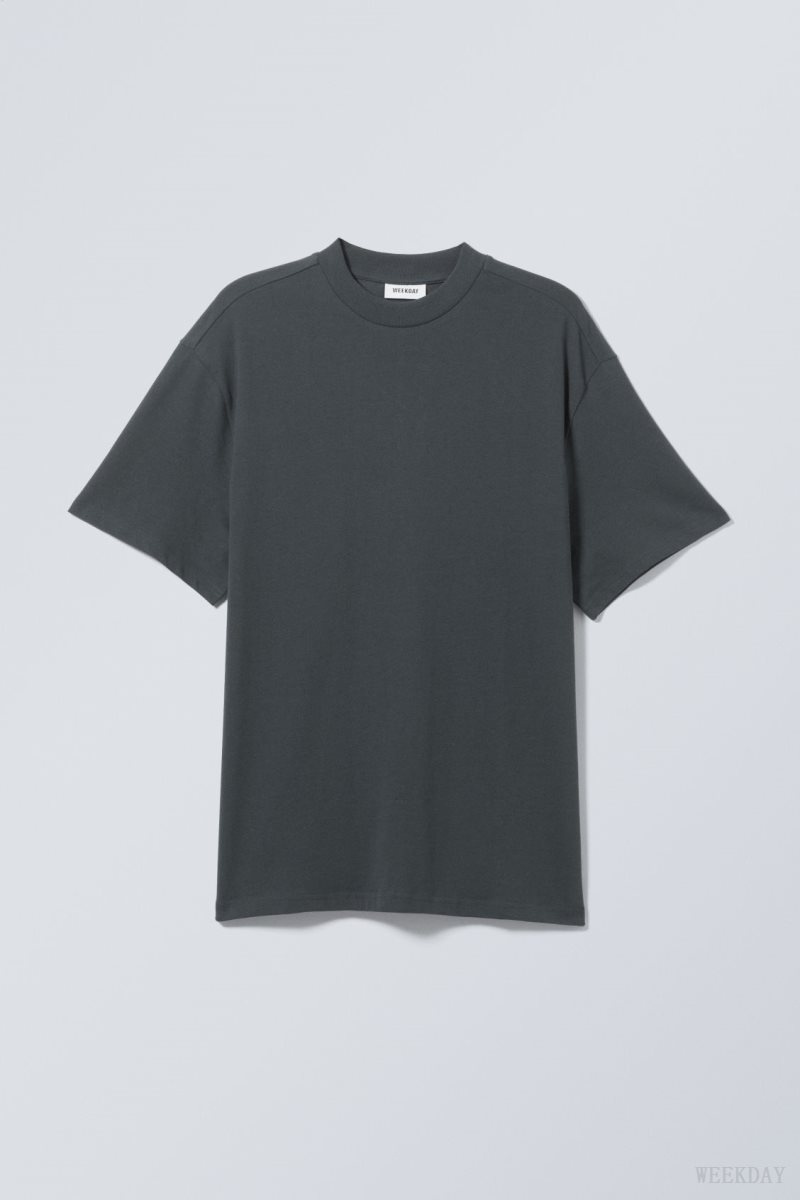 Weekday Great Heavyweight T-shirt Dark Grey | VRWC2534