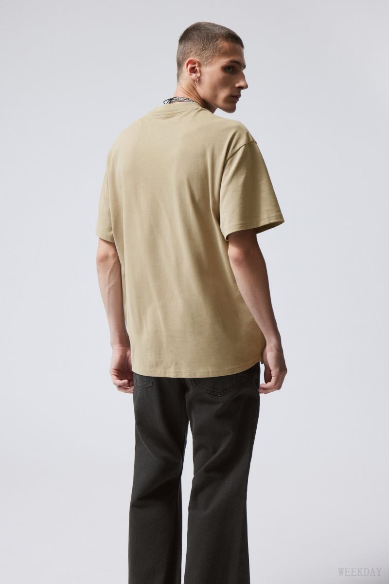 Weekday Great Heavyweight T-shirt Dusty Mole | IPBZ6063