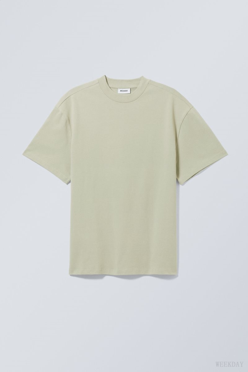 Weekday Great Heavyweight T-shirt Khaki | PAIR9272