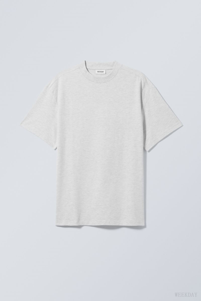 Weekday Great Heavyweight T-shirt Light Grey | MUWF4854