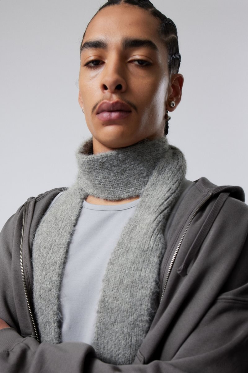 Weekday Hairy Slim Scarf Grey | MKDO0641