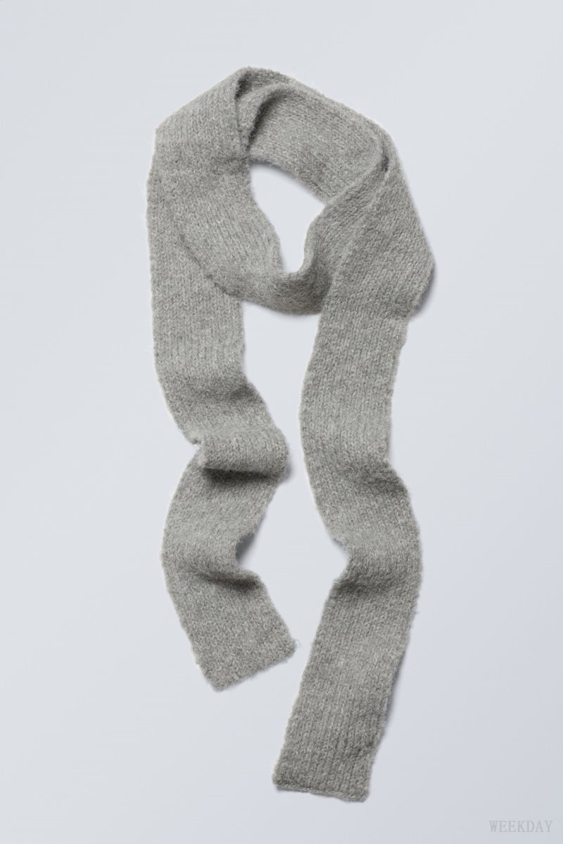 Weekday Hairy Slim Scarf Grey | MKDO0641