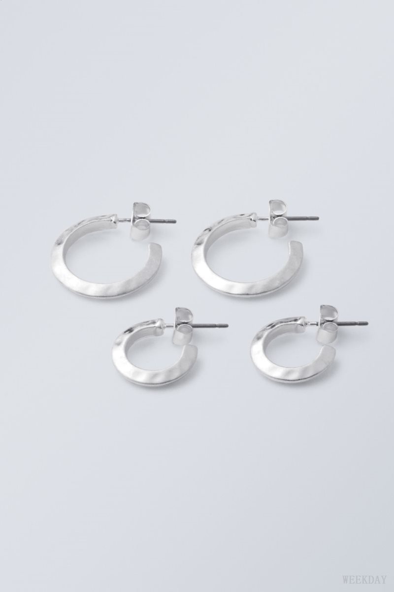 Weekday Hammered Hoops 2-Pack Silver | WRYP3610