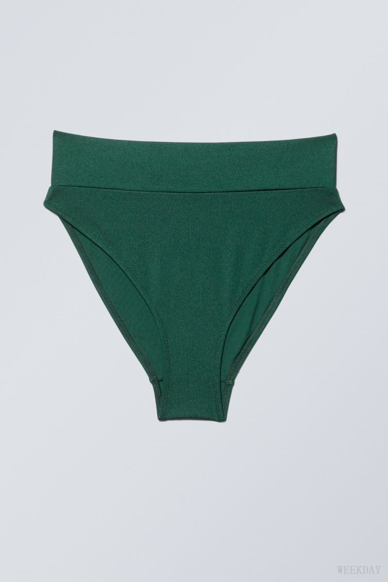 Weekday Heat High Waist Bikini Bottoms Green | SWYB0695