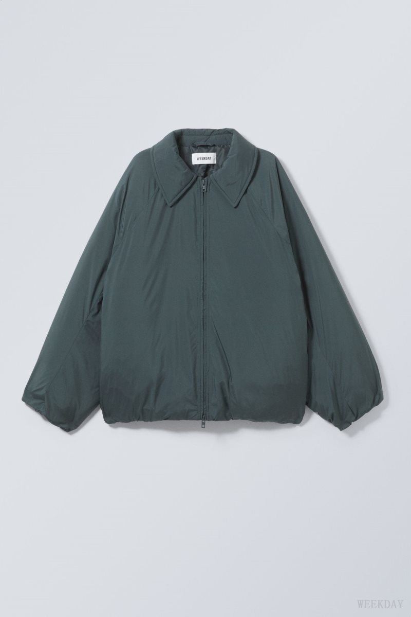 Weekday Helena Padded Jacket Dark Green | QMYG1691