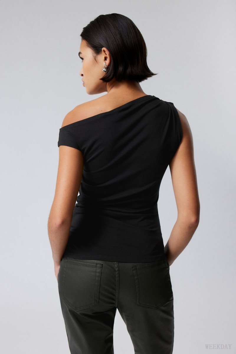 Weekday Hera Drape Top Black | KIJQ2034