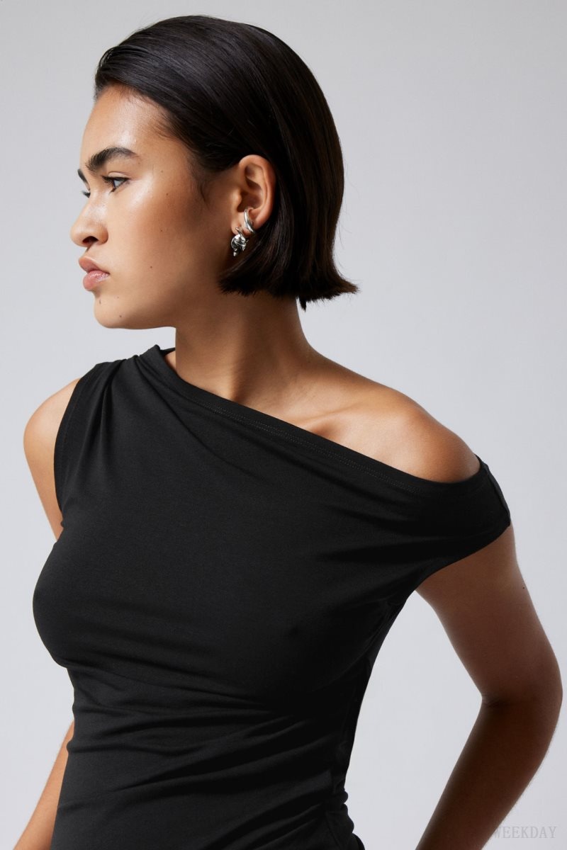 Weekday Hera Drape Top Black | KIJQ2034