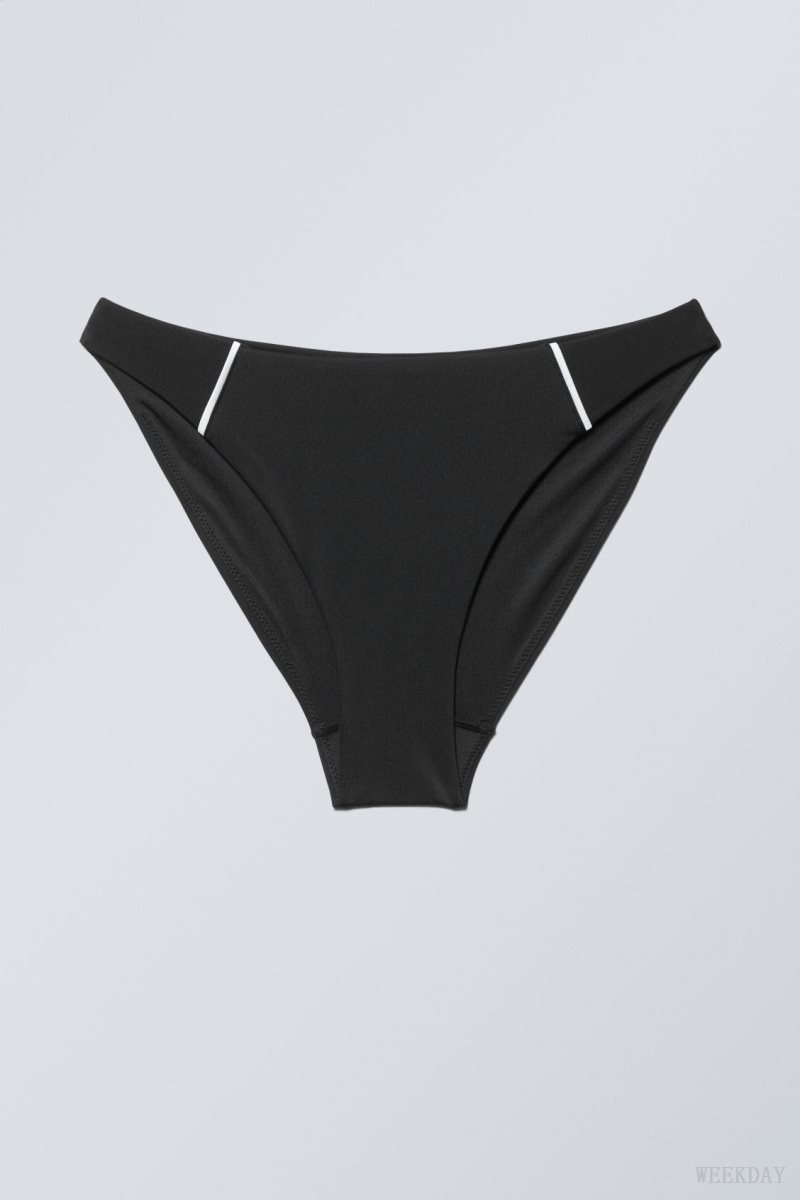 Weekday High Cut Bikini Bottoms Black | UGLO4218