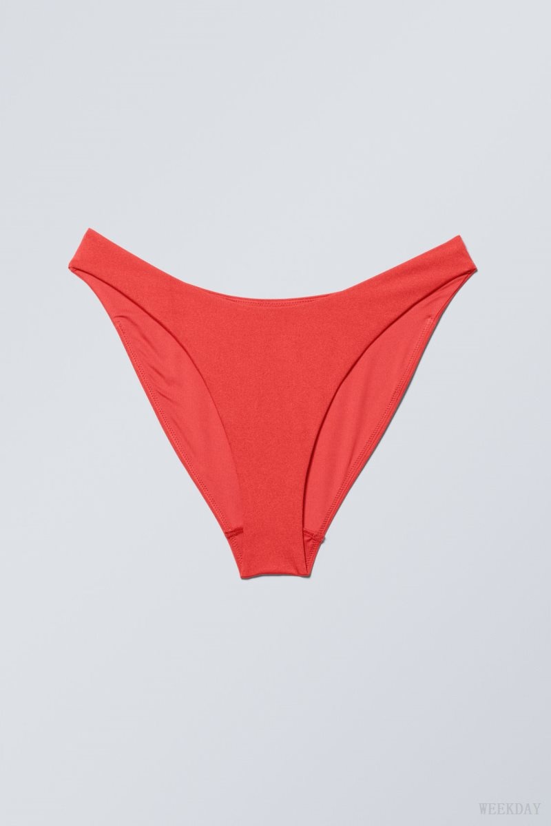 Weekday Highcut Bikini Bottoms Red | YOPA2582