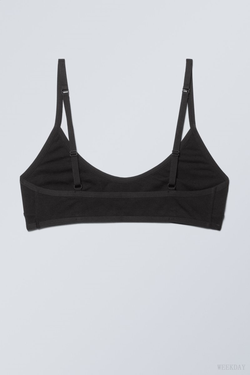 Weekday Inez Scooped Cotton Bralette Bralette Black | EOGT3830