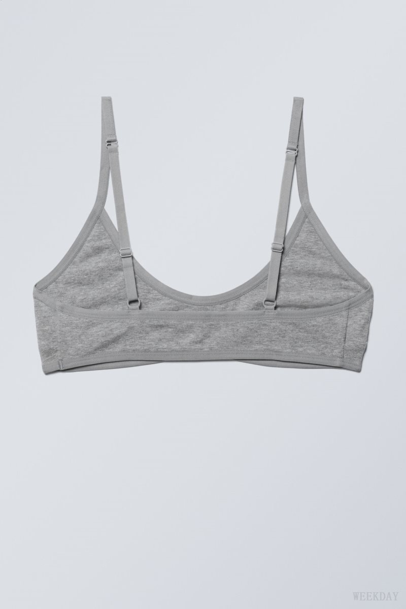 Weekday Inez Scooped Cotton Bralette Bralette Grey | MNAU3640