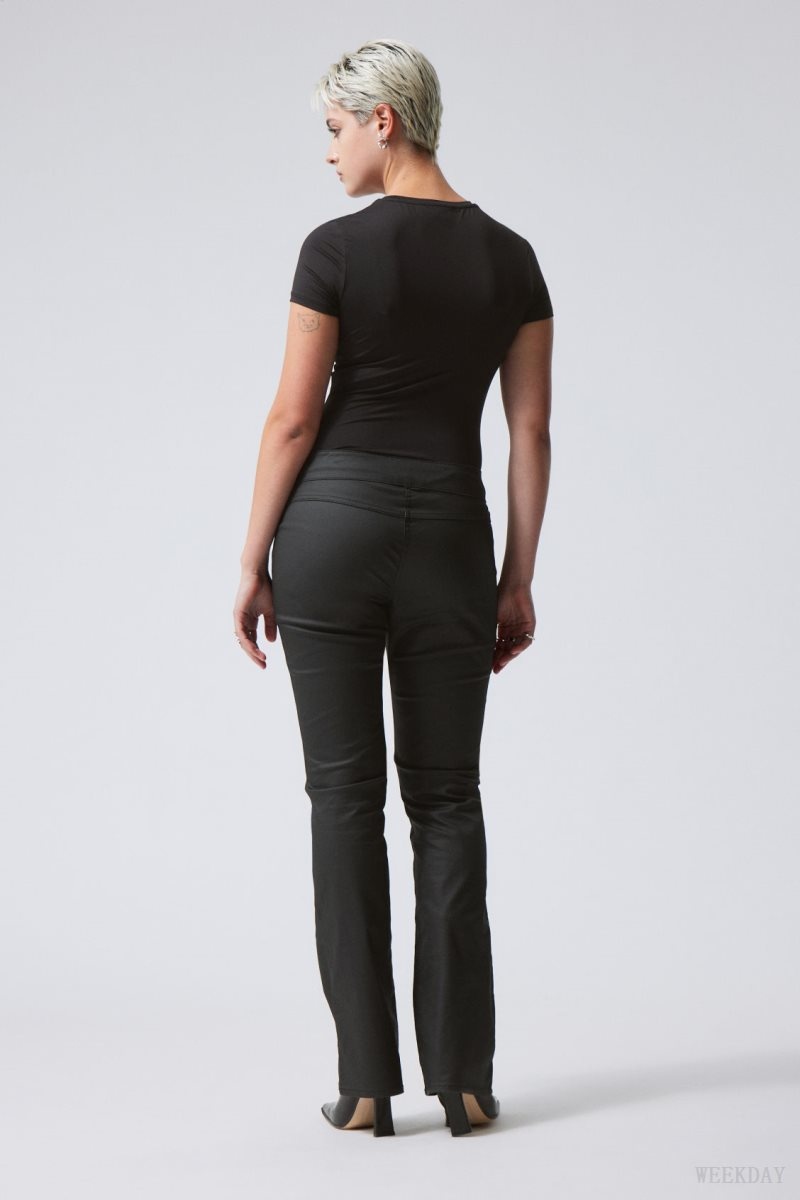 Weekday Jackie Low Waist Trousers Black | XMML0079