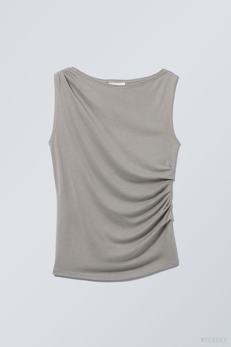 Weekday Joan Drape Top Grey | PSAJ5403