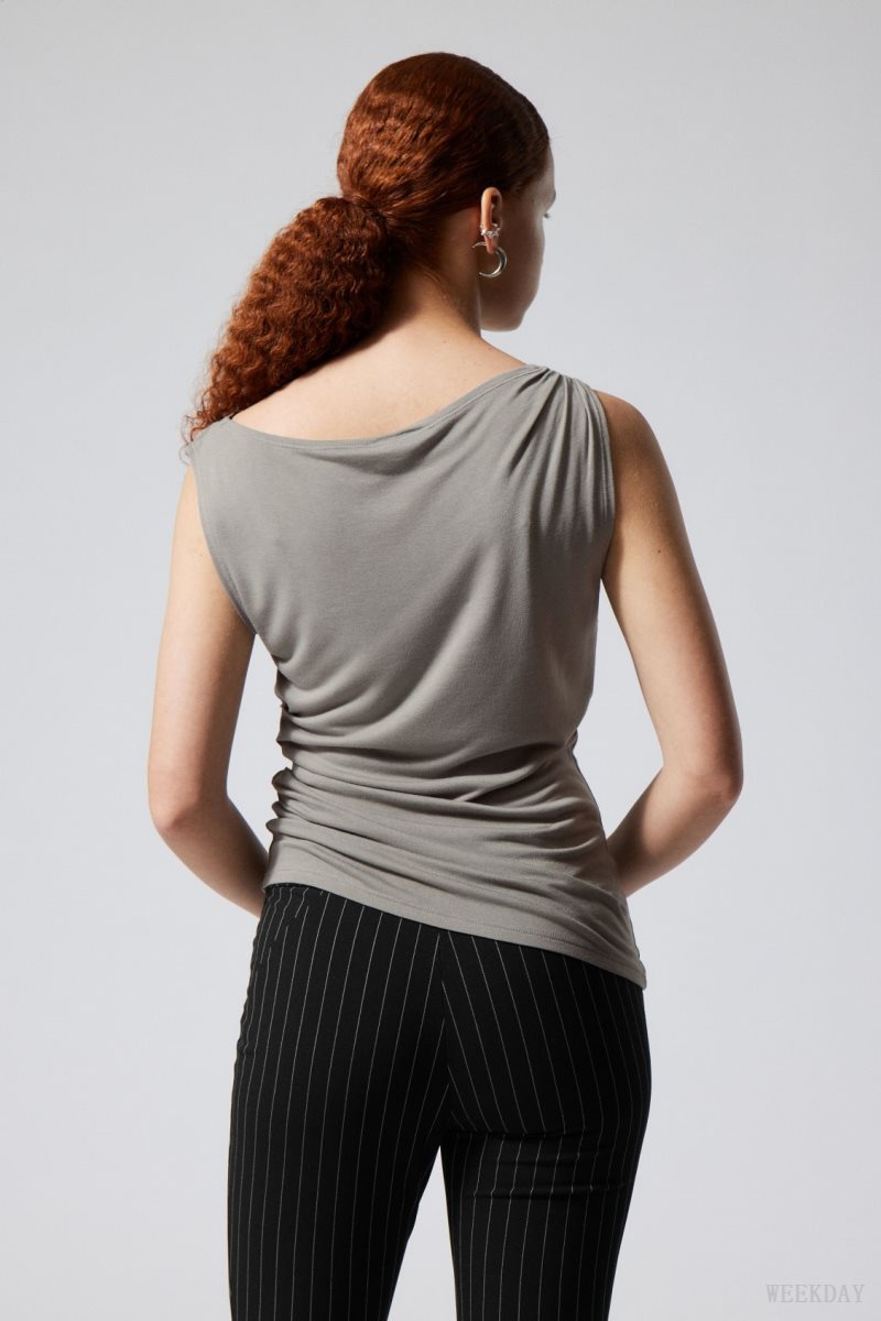 Weekday Joan Drape Top Grey | PSAJ5403