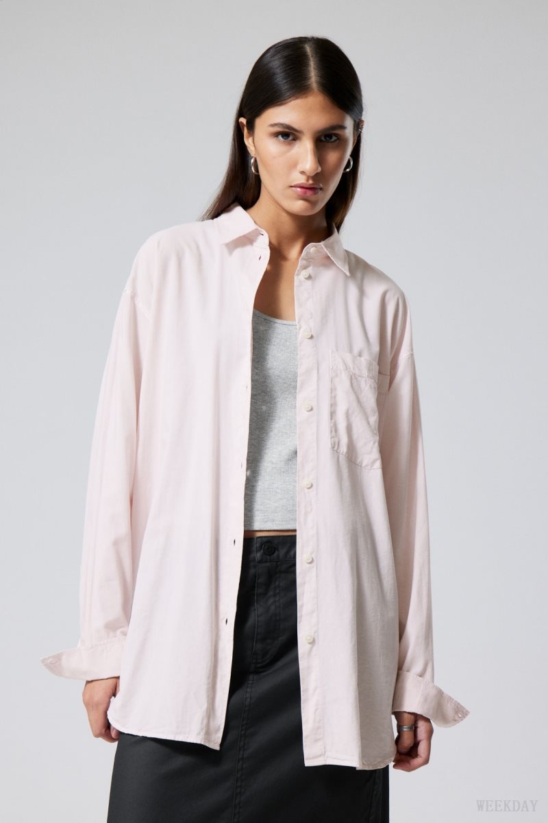 Weekday Jody Oversized Shirt Pink | QKVG0235