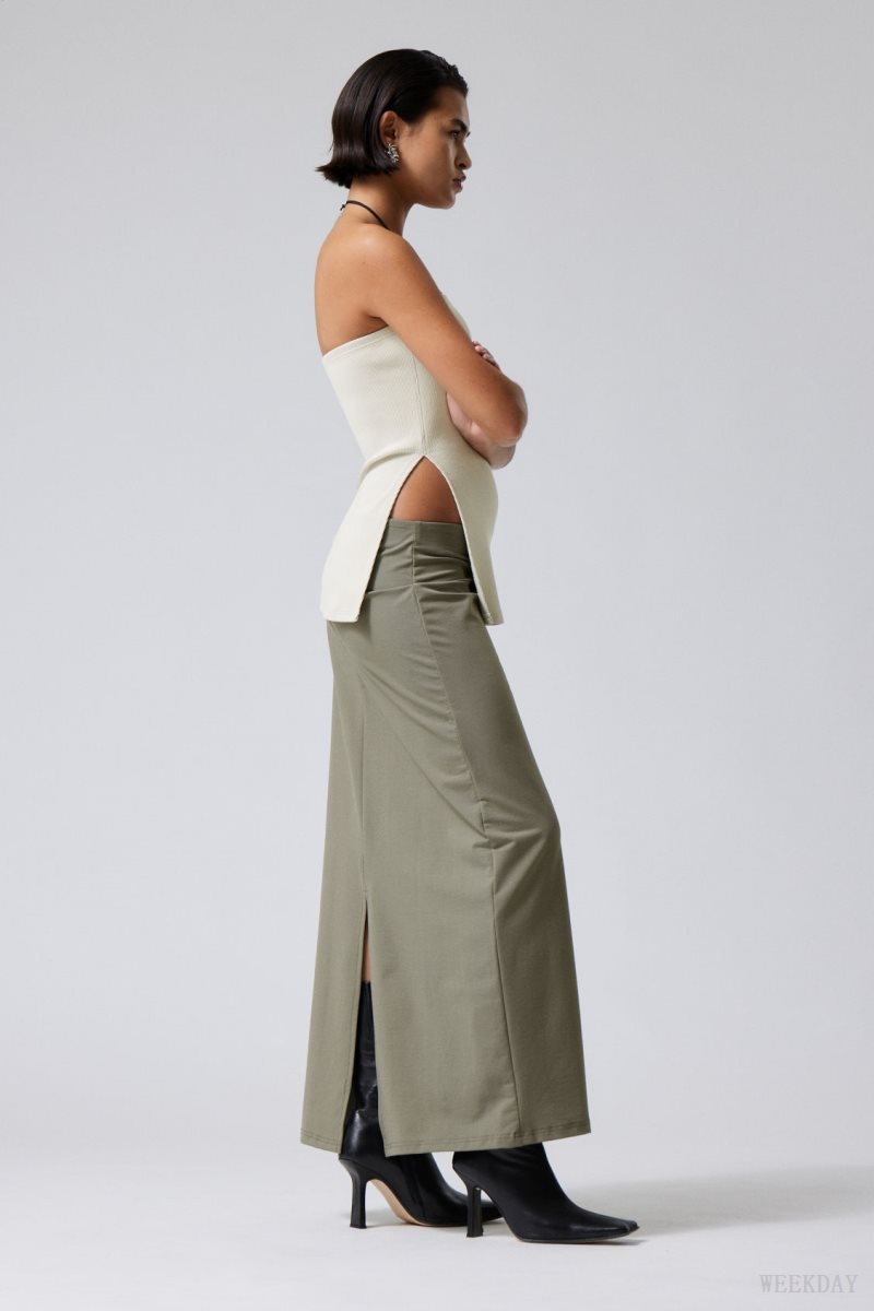 Weekday Johanna Long Pencil Skirt Grey Brown | GMVC5511