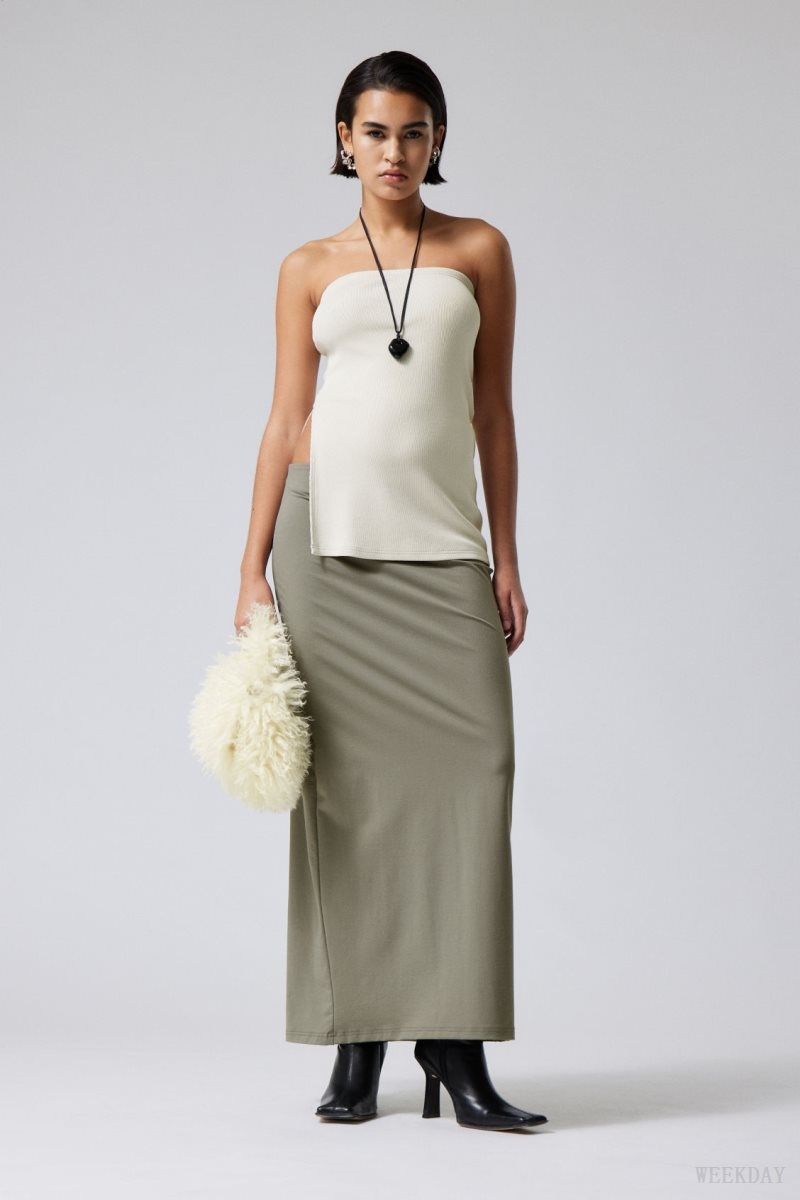 Weekday Johanna Long Pencil Skirt Grey Brown | GMVC5511