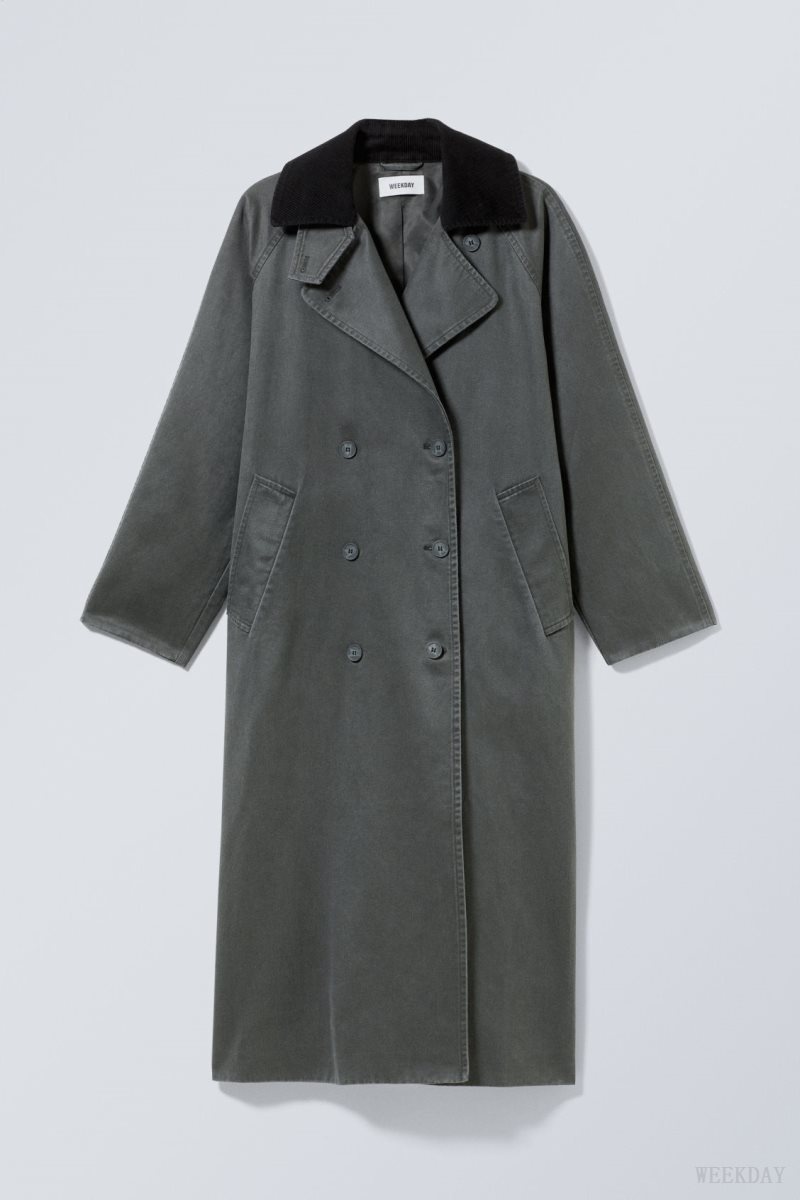 Weekday Jones Waxed Coat Dark Green | NSMW5340