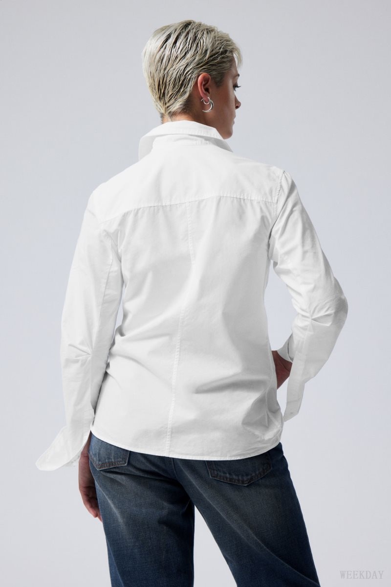 Weekday June Fitted Shirt White | LMXA1740