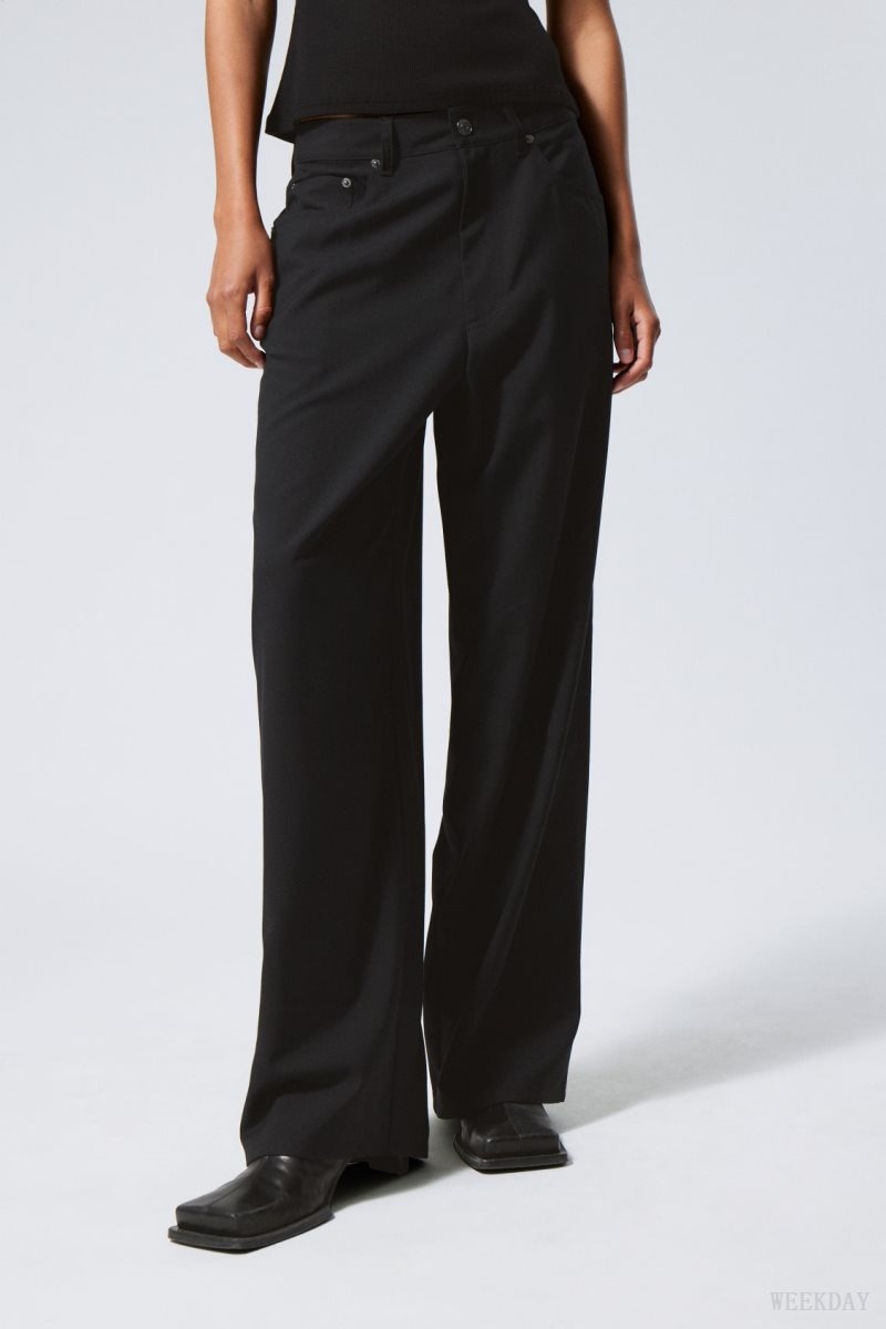 Weekday Juun Baggy Trousers Black | NLYD6736