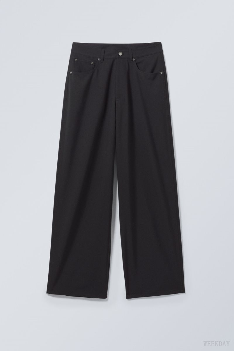 Weekday Juun Baggy Trousers Black | NLYD6736