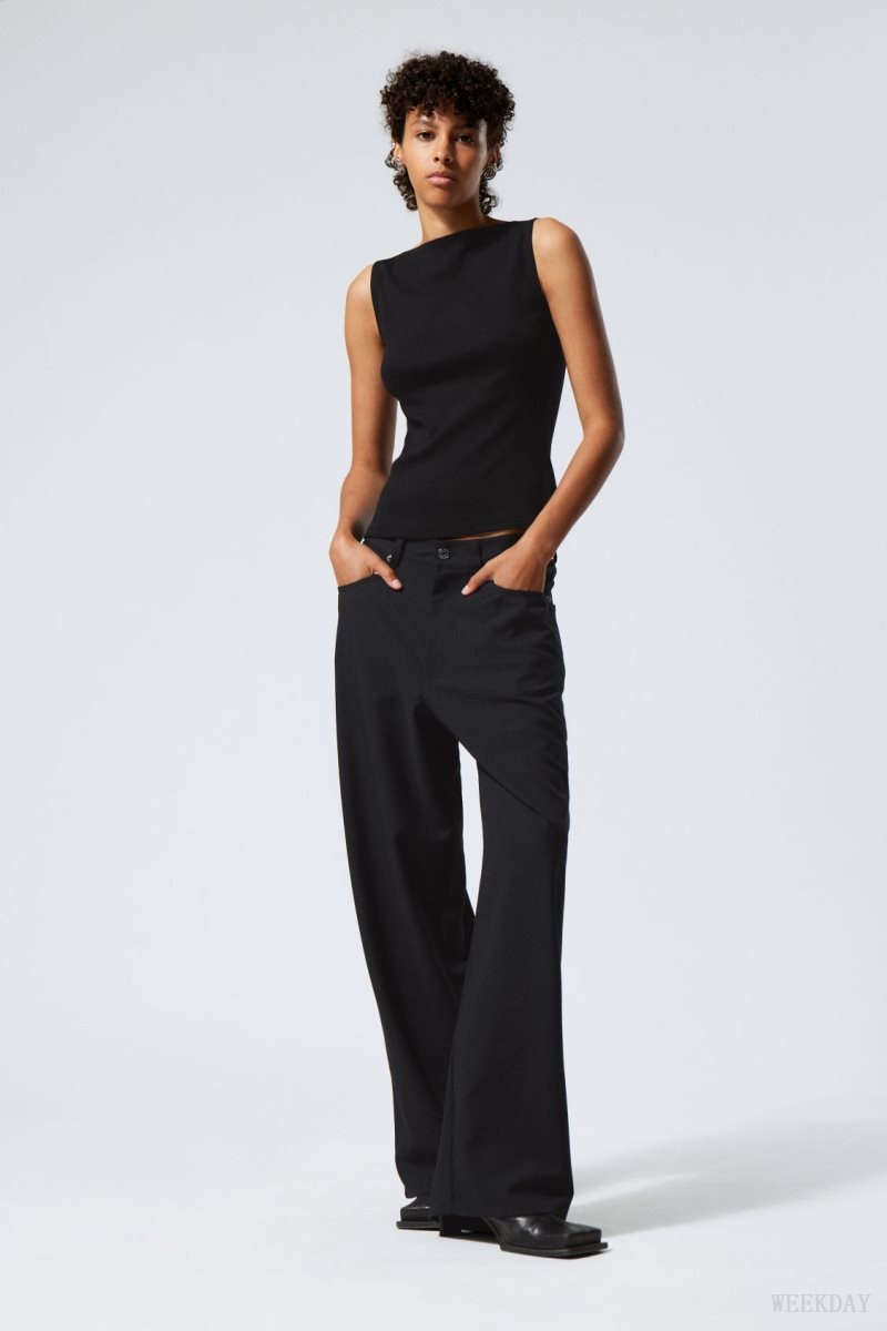 Weekday Juun Baggy Trousers Black | NLYD6736