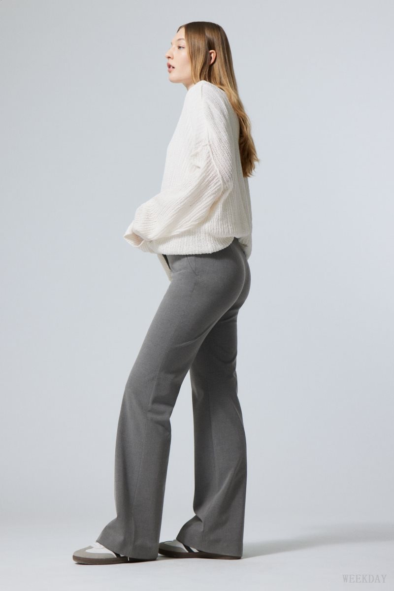 Weekday Kate Flared Suiting Trousers Dark Grey | OAZG8825