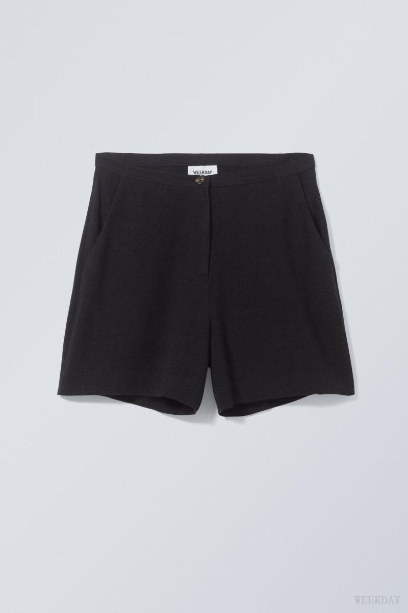 Weekday Kit Linen Mix Shorts Black | MDGF8066