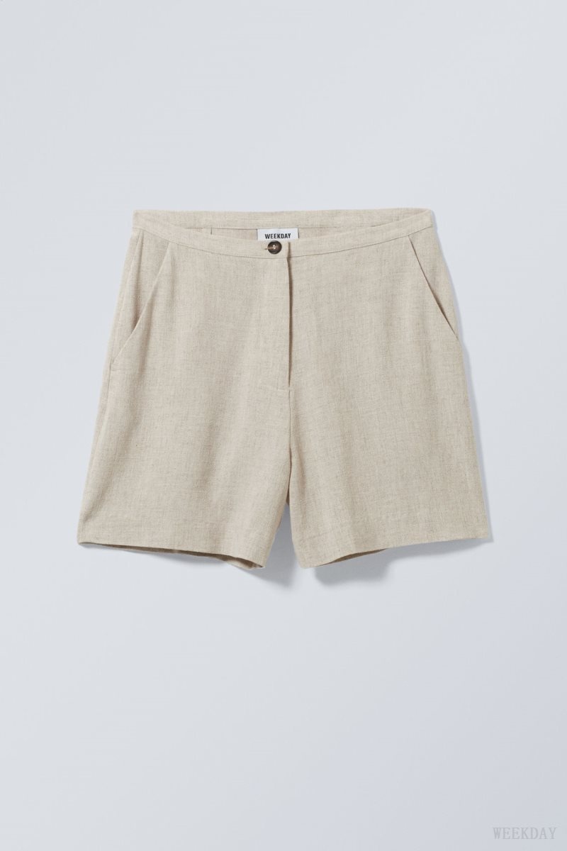 Weekday Kit Linen Mix Shorts Ecru | EZRA4968