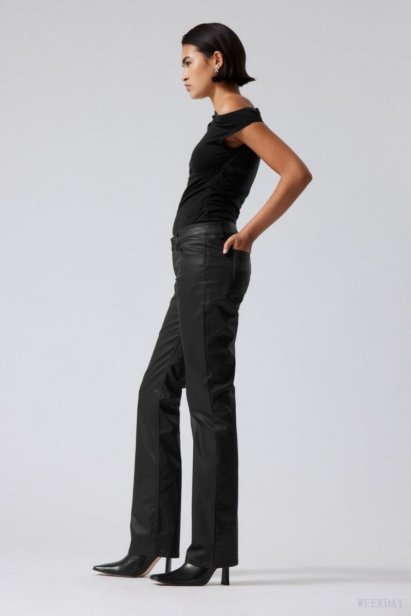 Weekday Lana Coated Trousers Black | LTPV6646