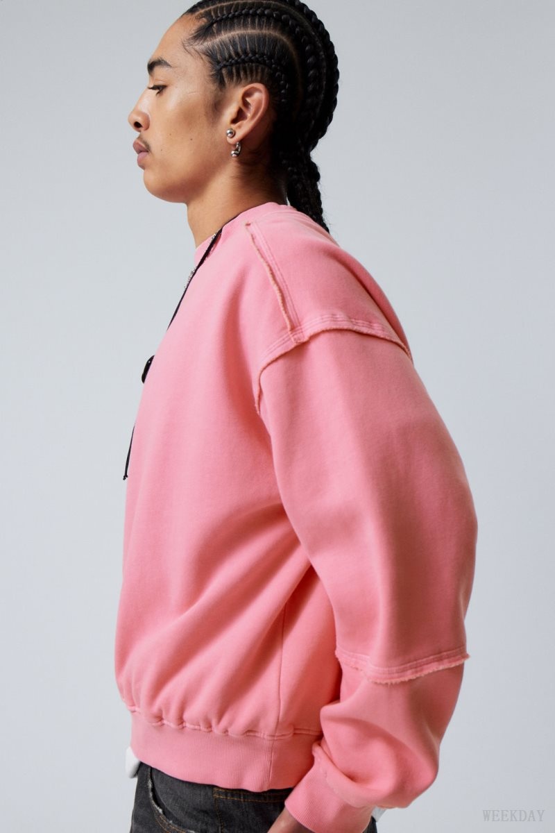 Weekday Liam Sweatshirt Pink | FNPO7286