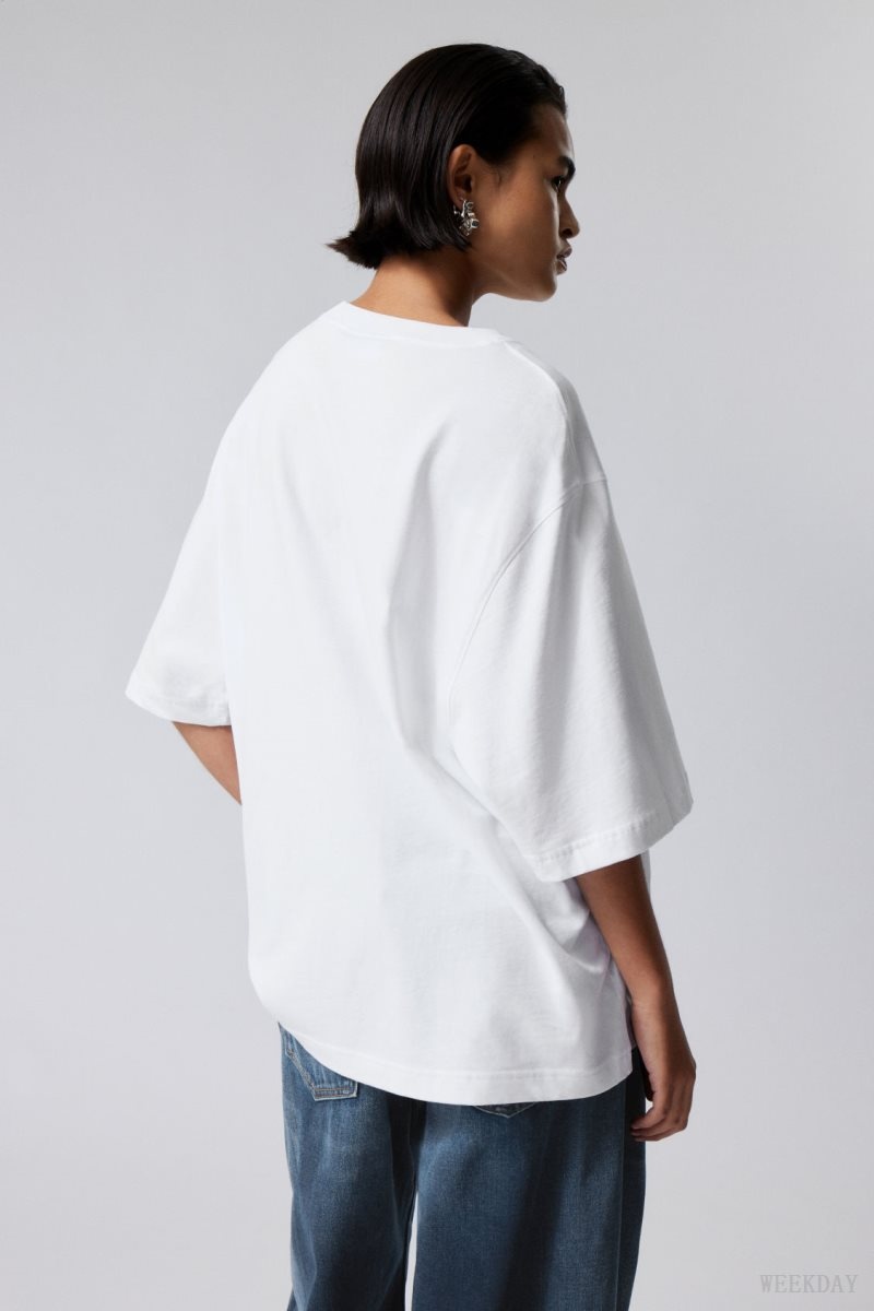 Weekday Loose Oversized Fit T-shirt White | MKGF3826