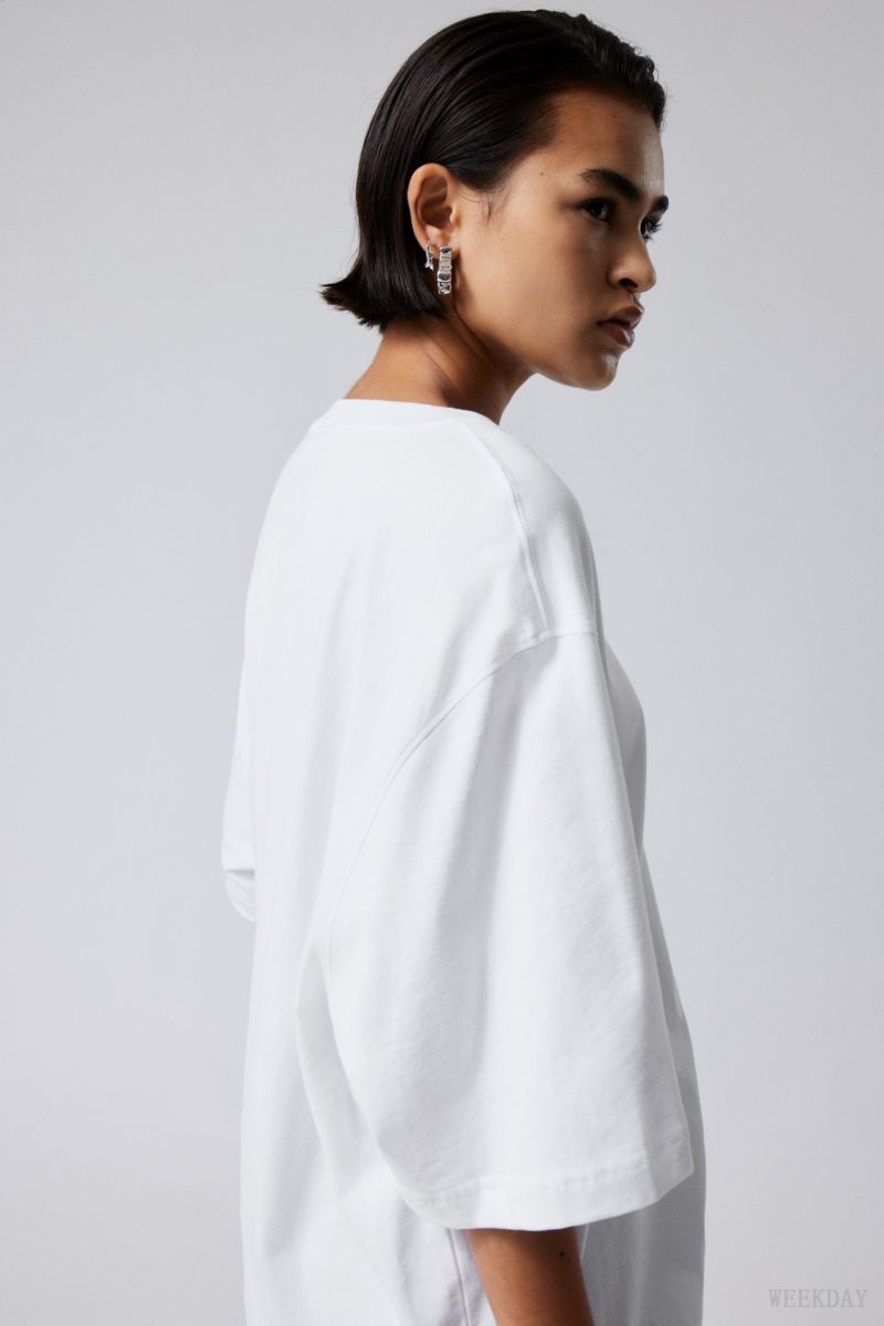 Weekday Loose Oversized Fit T-shirt White | MKGF3826