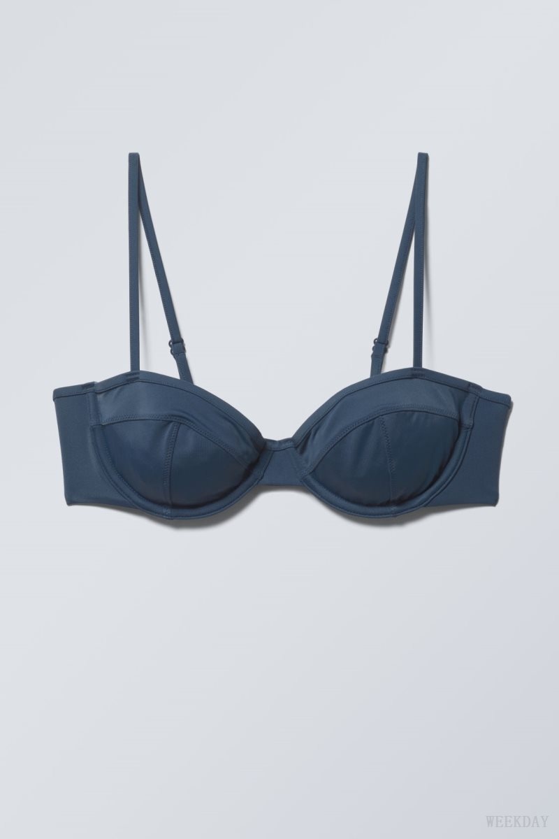 Weekday Low Wire Bikini Top Navy | ZDAZ9011