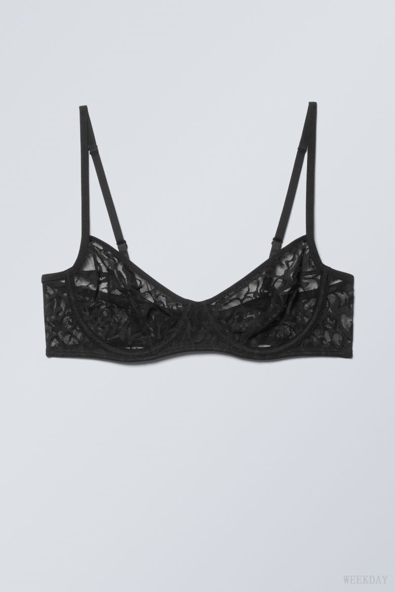 Weekday Lucy Lace Underwire Bra Bra Black | JRPV5388