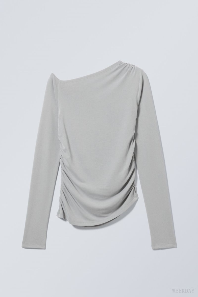 Weekday Main Asymmetric Long Sleeve Light Grey | OOUI8866