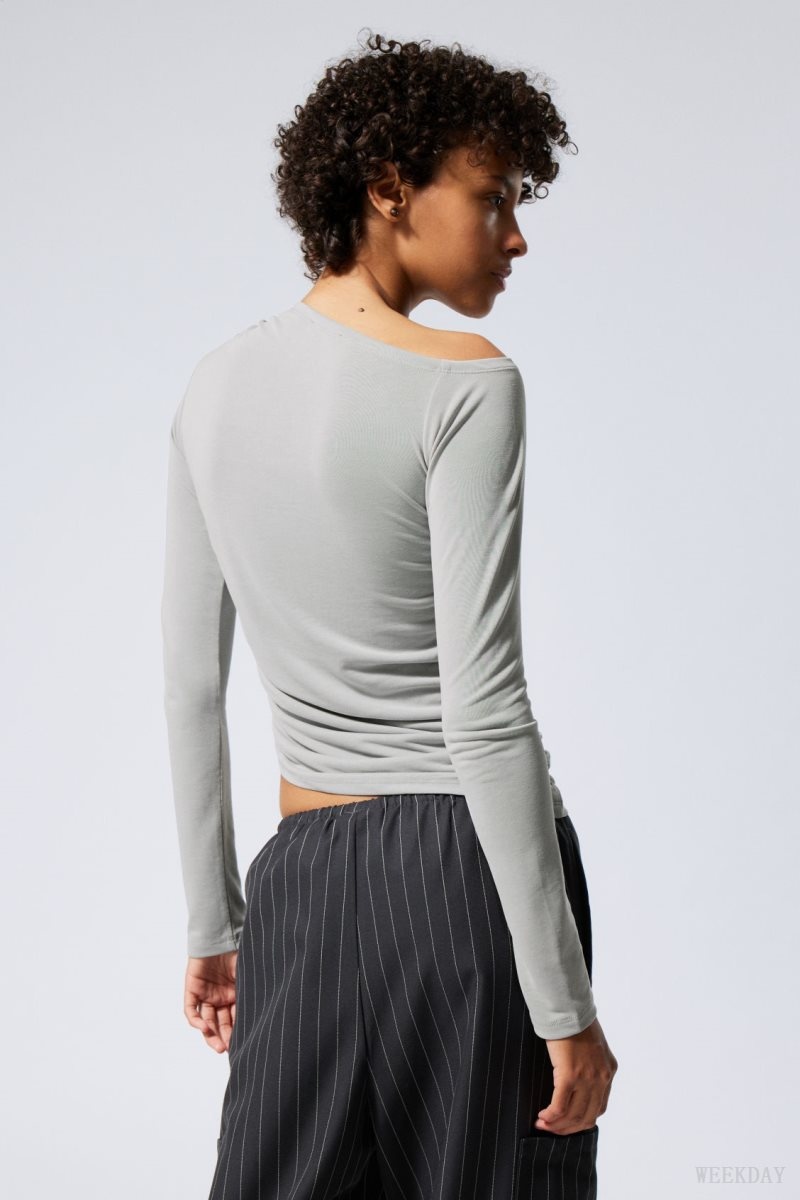 Weekday Main Asymmetric Long Sleeve Light Grey | OOUI8866