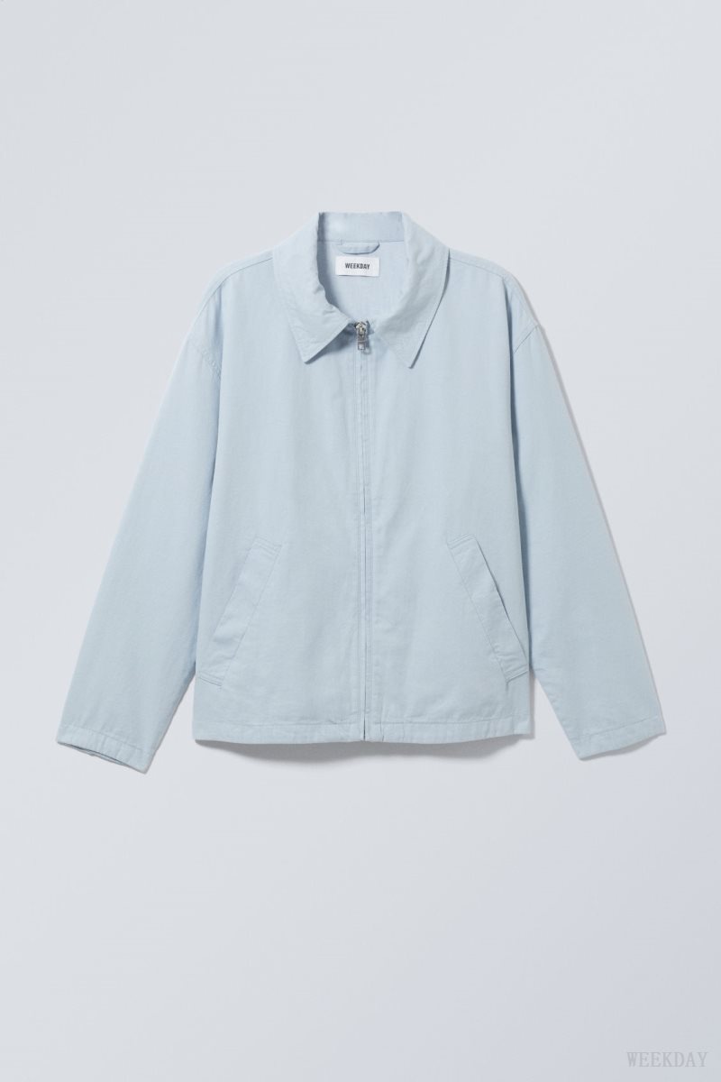 Weekday Martin Linen Jacket Light Blue | KXZZ7371