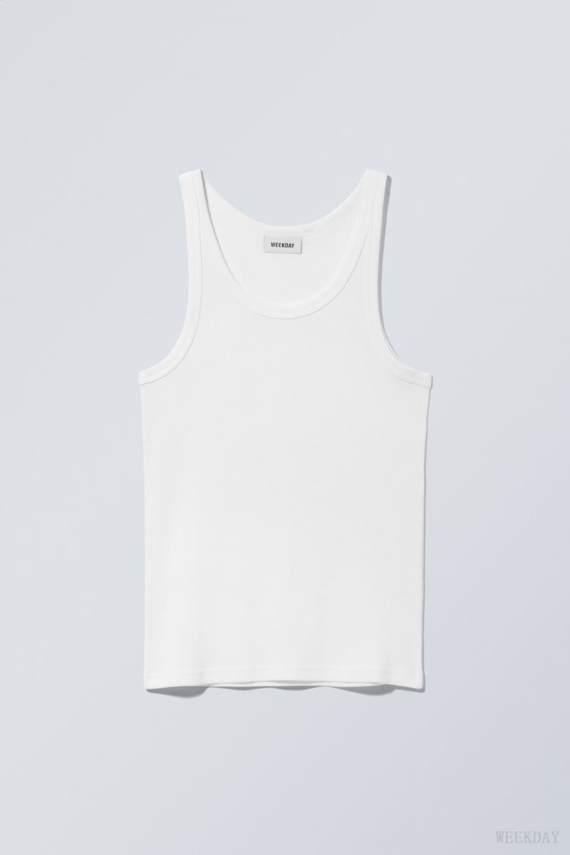 Weekday Matheus Rib Tank Top White | JFMU0421