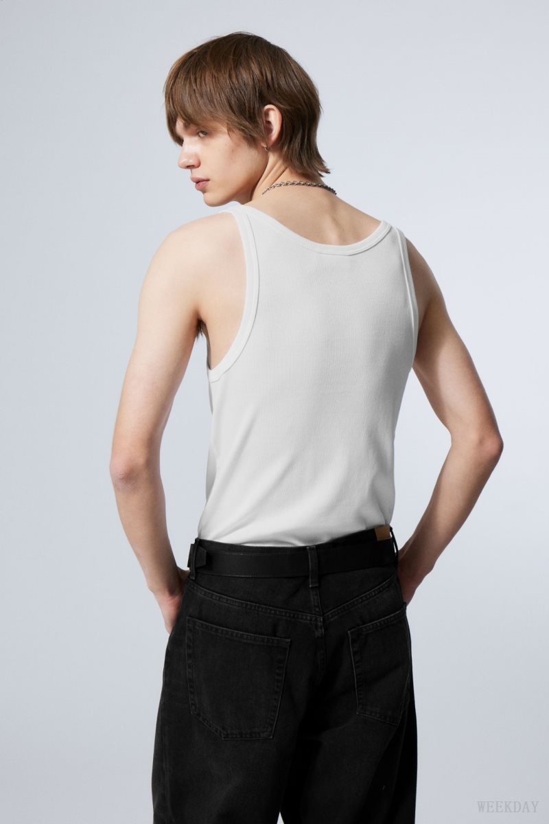 Weekday Matheus Rib Tank Top White | JFMU0421