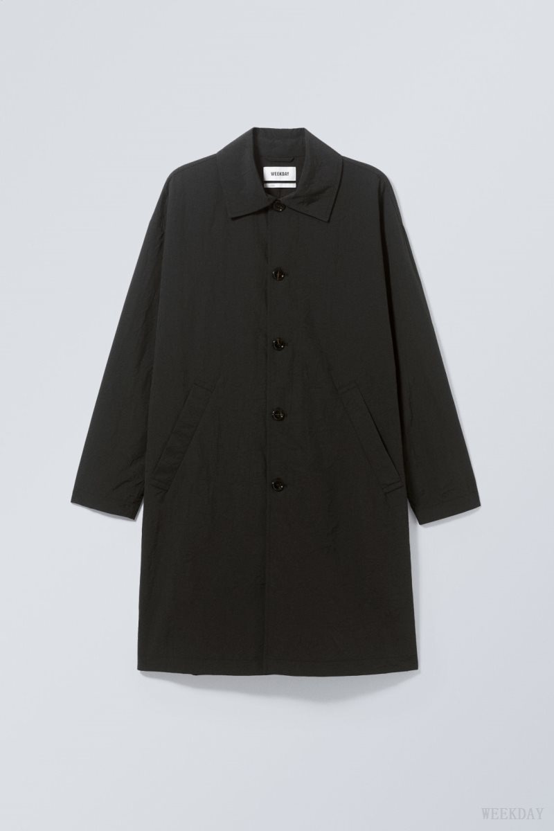 Weekday Matty Oversized Nylon Coat Black | DOYO9890