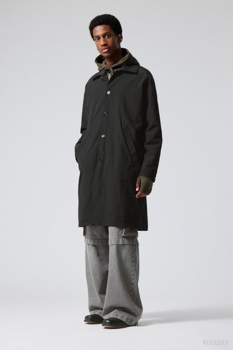 Weekday Matty Oversized Nylon Coat Black | DOYO9890