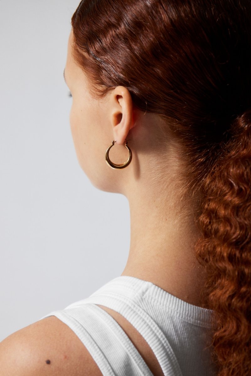 Weekday Mija Hoop Earrings Golden | QFUC7662