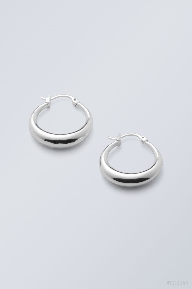 Weekday Mija Hoop Earrings Silver | XKZJ9100