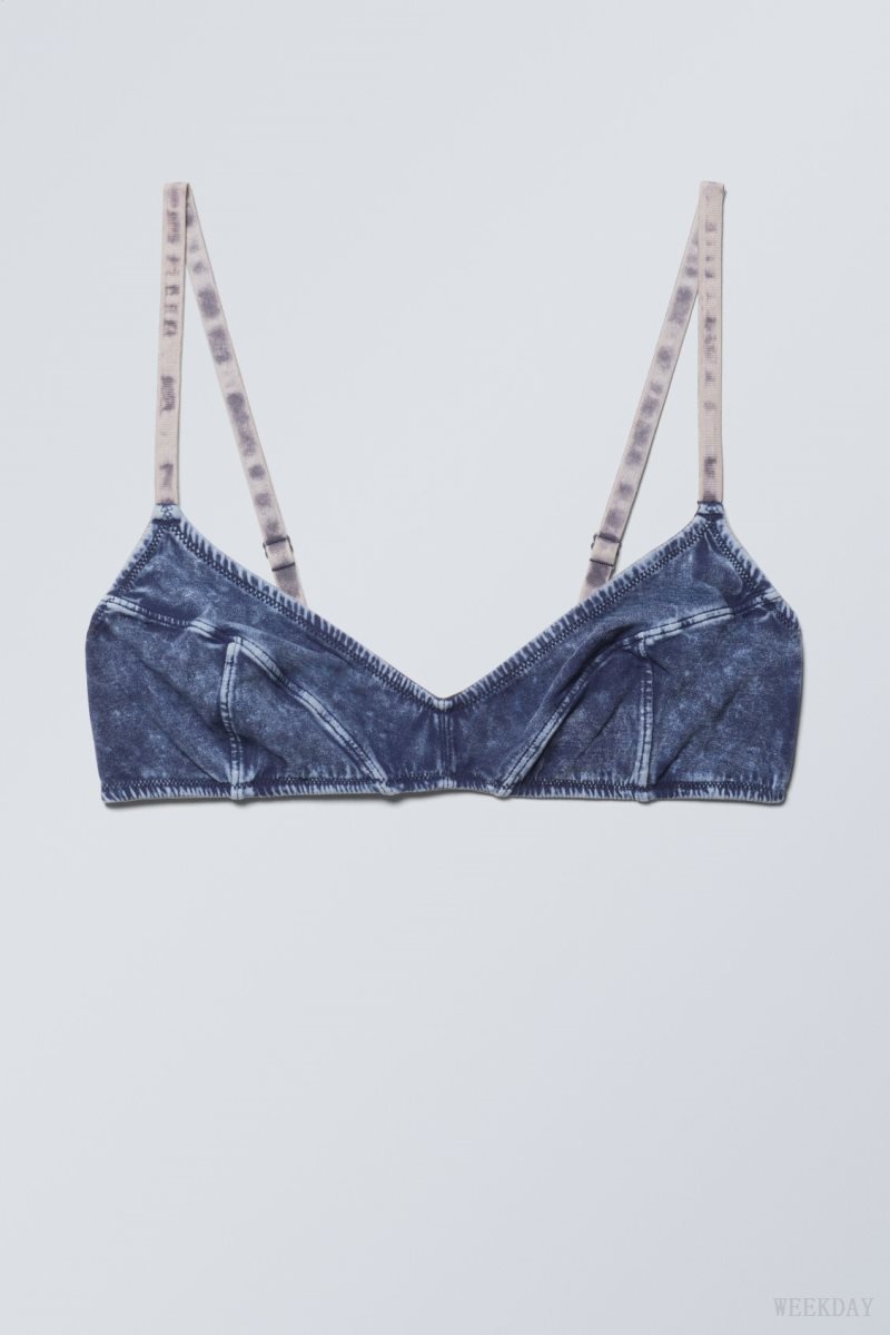 Weekday Miley Washed Cotton Bra Bra Blue | SXMB8102