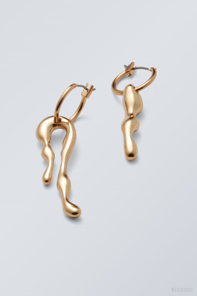 Weekday Millie Hoop Earrings Golden | TQZP6507