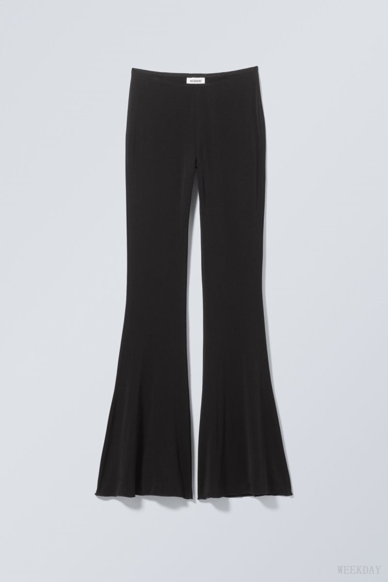 Weekday Mina Flared Jersey Trousers Black | PSZI3878